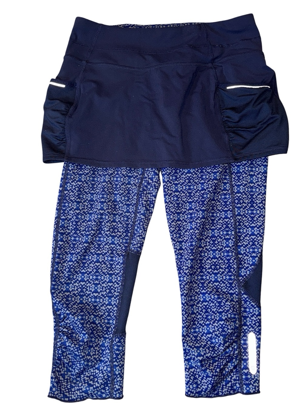 Athleta Be Free 2-in-1 Skirted Capri Leggings Skort Skirt  Size S Mosaic Run